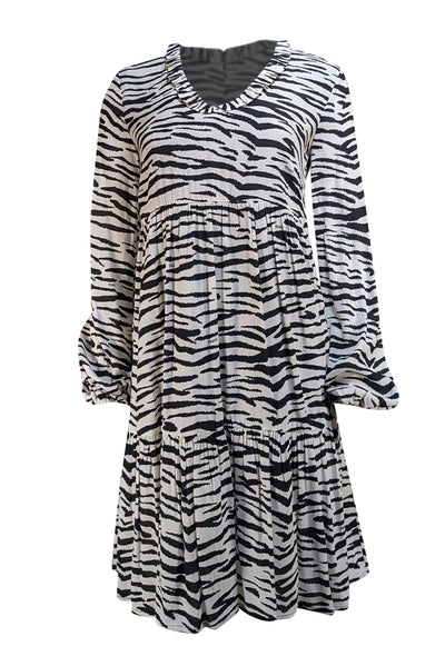 Pinko - White & Black Zebra Print Mini "Utopia" Dress Sz 2 - Current Boutique