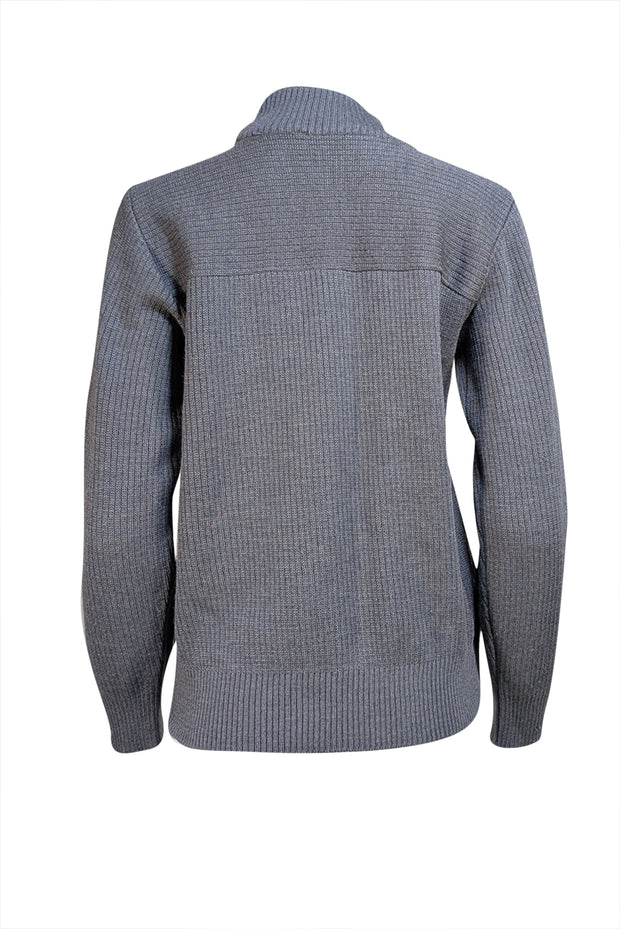 Saint Laurent Rive Gauche - Grey Wool Argyle Mockneck Sweater Sz 8 - Current Boutique