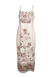 Christian LaCroix - Cream & Brown Print Sleeveless Maxi Dress Sz L - Current Boutique