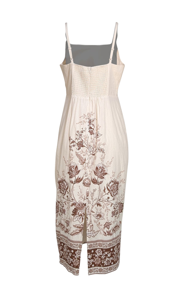 Christian LaCroix - Cream & Brown Print Sleeveless Maxi Dress Sz L - Current Boutique