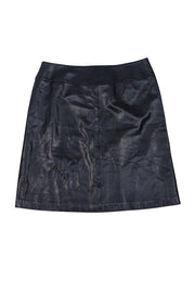 Linda Allard Ellen Tracy - Black Matte Leather Skirt Sz 14