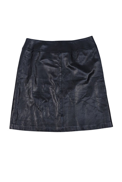 Linda Allard Ellen Tracy - Black Matte Leather Skirt Sz 14