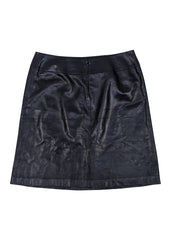 Linda Allard Ellen Tracy - Black Matte Leather Skirt Sz 14