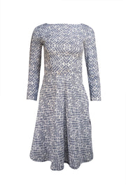 Reiss - Blue & Ivory Print Long Sleeve Silk Dress Sz 0 - Current Boutique