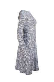 Reiss - Blue & Ivory Print Long Sleeve Silk Dress Sz 0 - Current Boutique