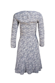 Reiss - Blue & Ivory Print Long Sleeve Silk Dress Sz 0 - Current Boutique
