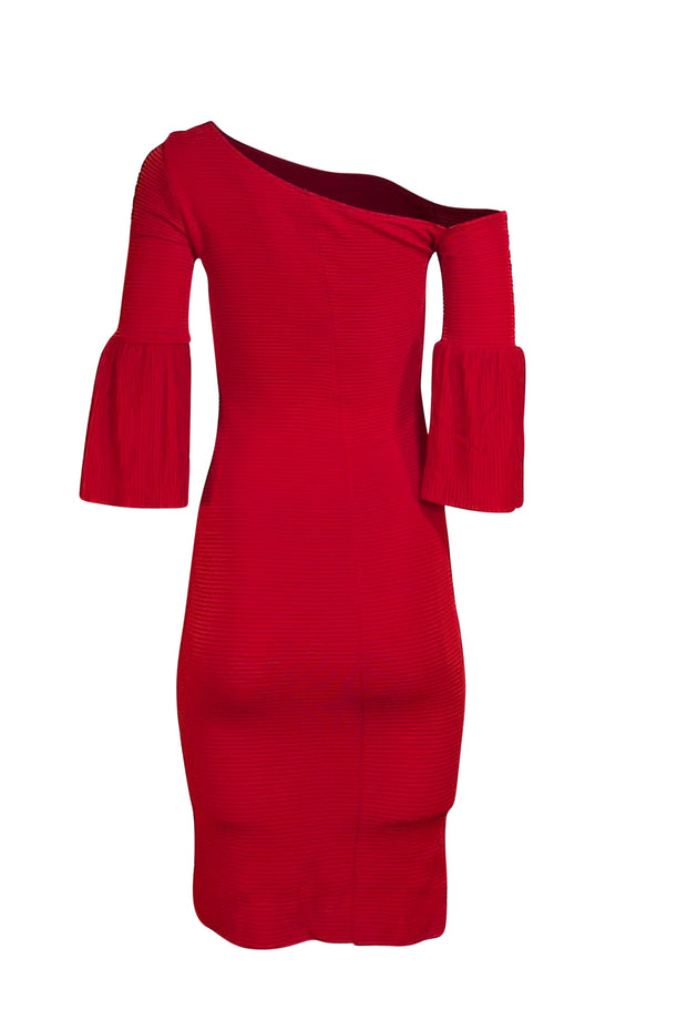 Trina Turk - Red Ribbed Off The Shoulder Dress Sz 0
