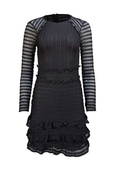 Parker - Black Ruffled Lace Long Sleeve Dress Sz 0
