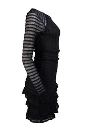 Parker - Black Ruffled Lace Long Sleeve Dress Sz 0