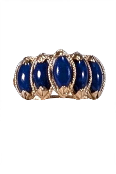 No Label - 14K Gold Lapis Stone Ring Sz 6.5 - Current Boutique