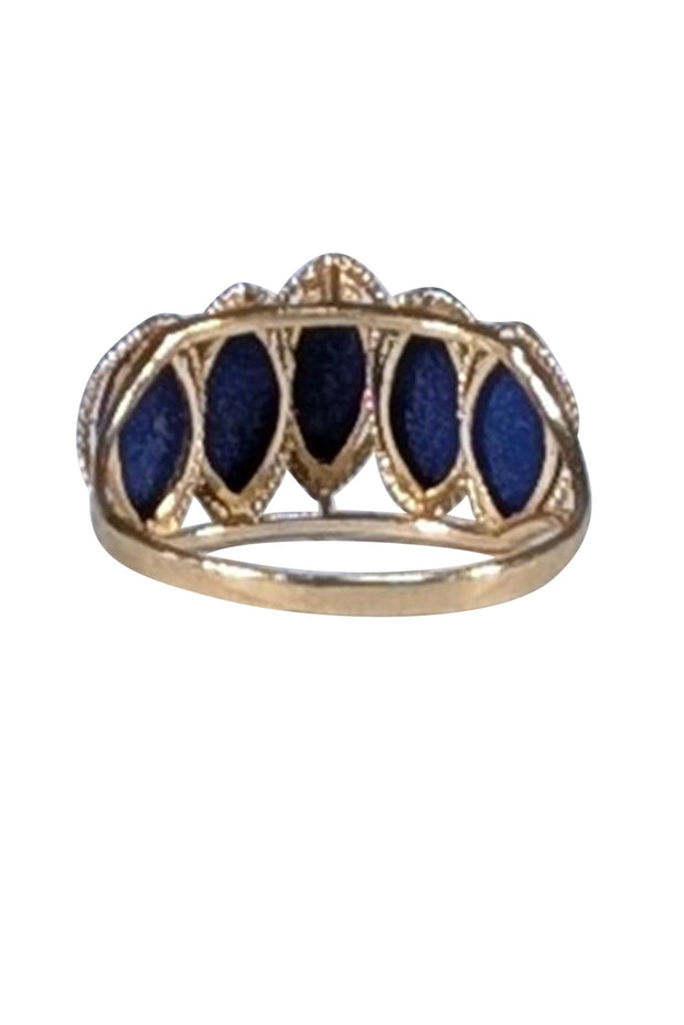 No Label - 14K Gold Lapis Stone Ring Sz 6.5 - Current Boutique