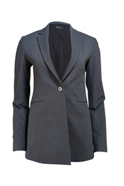 Theory - Grey & White Pinstripe Single Button Blazer Sz 0 - Current Boutique