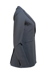 Theory - Grey & White Pinstripe Single Button Blazer Sz 0 - Current Boutique