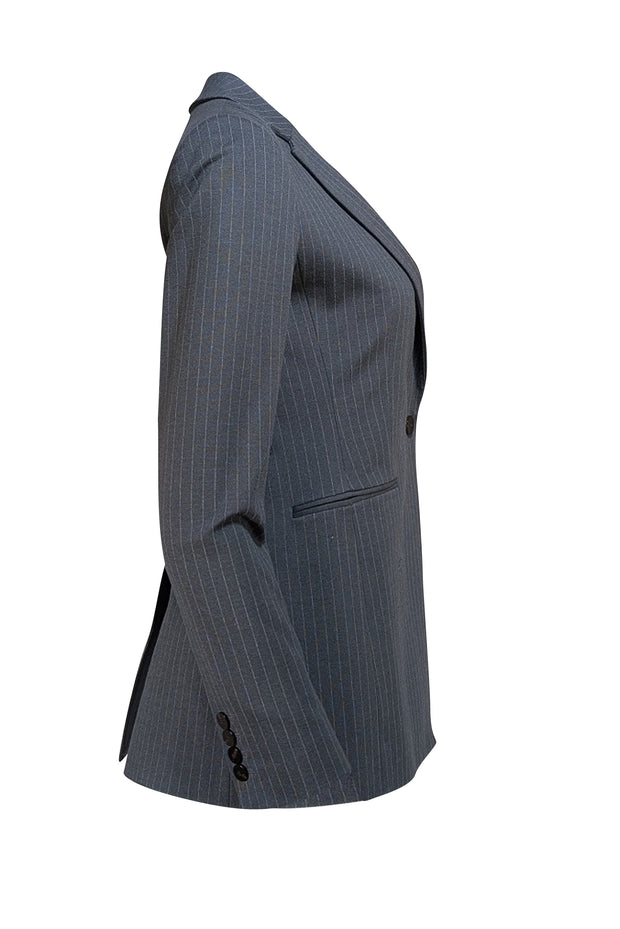 Theory - Grey & White Pinstripe Single Button Blazer Sz 0 - Current Boutique