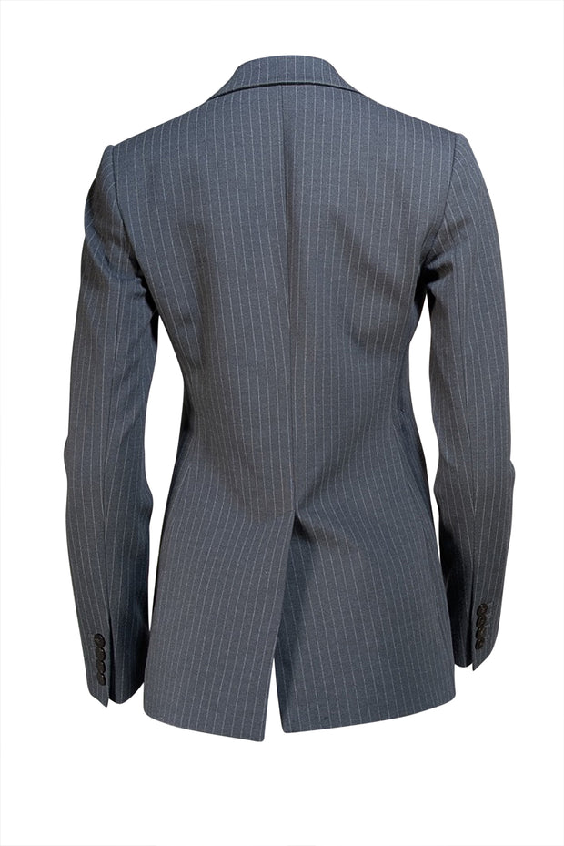 Theory - Grey & White Pinstripe Single Button Blazer Sz 0 - Current Boutique