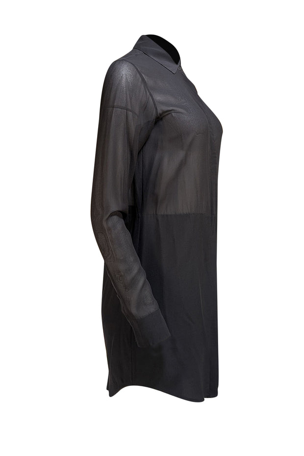 Alexander Wang - Black Sheer Mini Shirt Dress Sz XS Alexander Wang - Black Sheer Mini Shirt Dress Sz XS