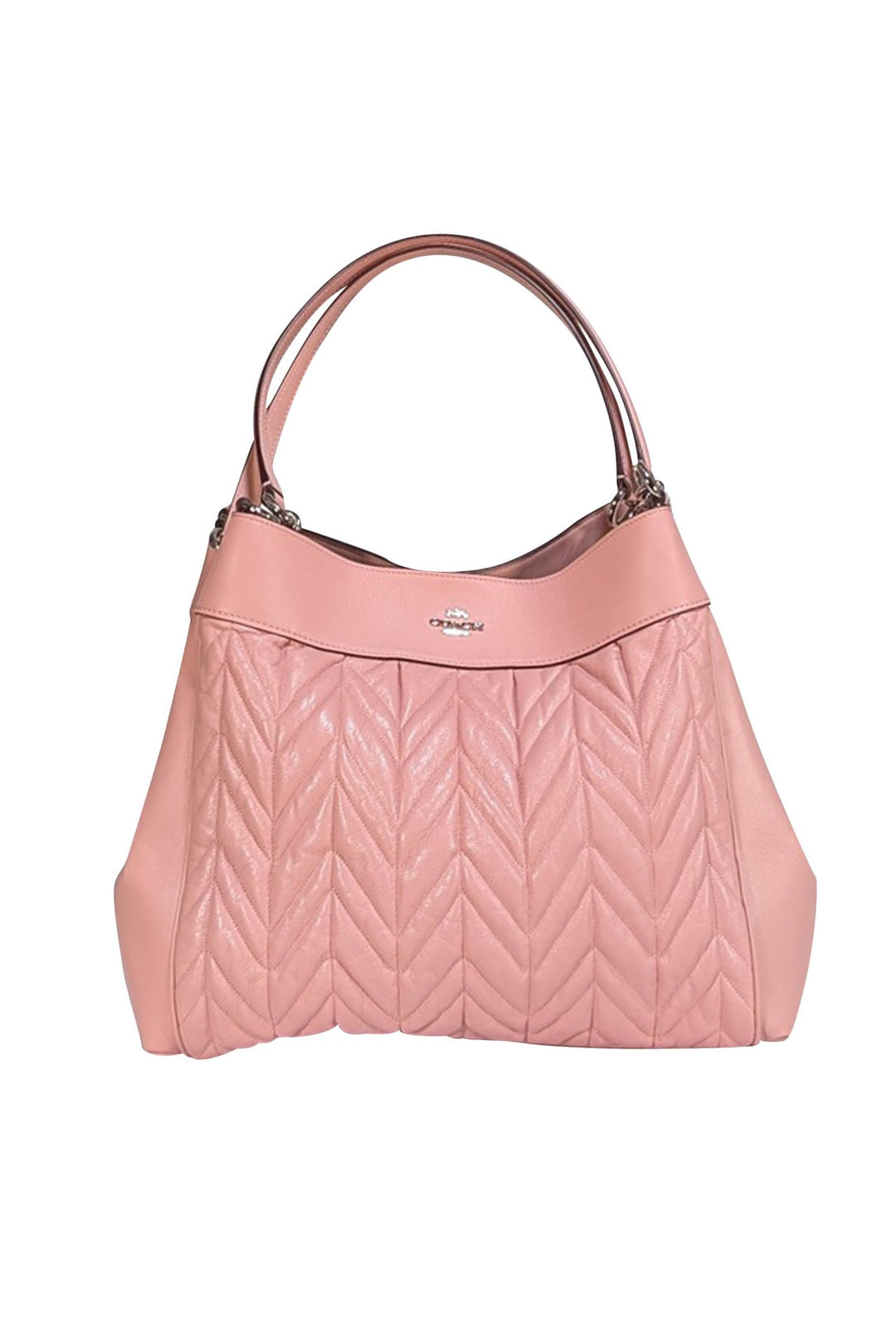 Coach - Petal Pink Leather Chevron Quilted Shoulder Bag