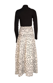 Oblique - Black & White Knit Abstract Print Knit Maxi Dress Sz XS - Current Boutique