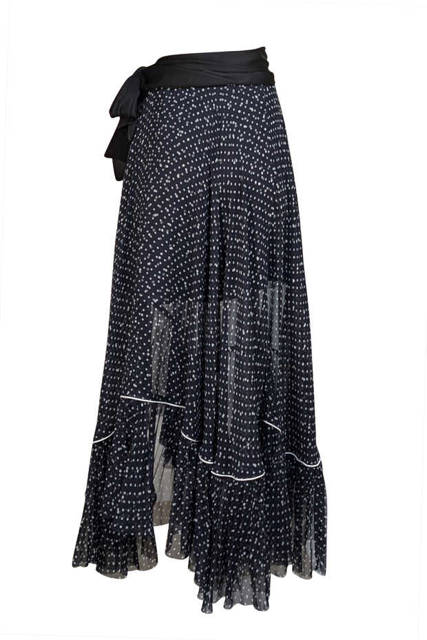 Sacai - Navy Blue Polka Dot Layered Skirt Sz XS - Current Boutique