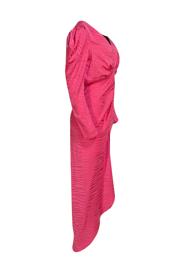 Ronny Kobo - Pink Zebra Print Long Sleeve Astrid Dress Sz L - Current Boutique