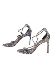 Alaia - Black & Cream Print Strappy Open Toe Heels Sz 10.5