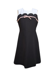 Kate Spade - Black W/ White Colorblock & Pink Bow Mini Dress Sz 8 - Current Boutique