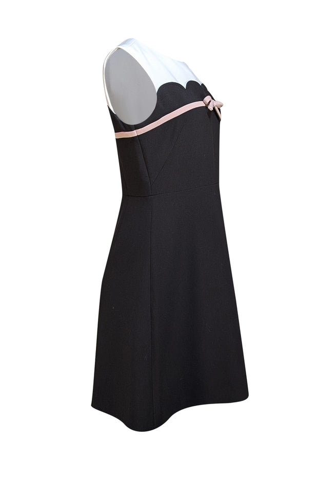Kate Spade - Black W/ White Colorblock & Pink Bow Mini Dress Sz 8 - Current Boutique