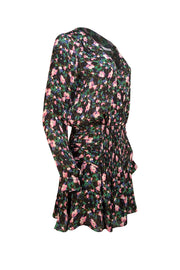 Veronica Beard - Black & Multicolor Floral Print Silk Dress Sz 6 - Current Boutique