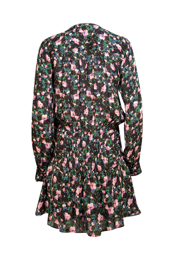 Veronica Beard - Black & Multicolor Floral Print Silk Dress Sz 6 - Current Boutique