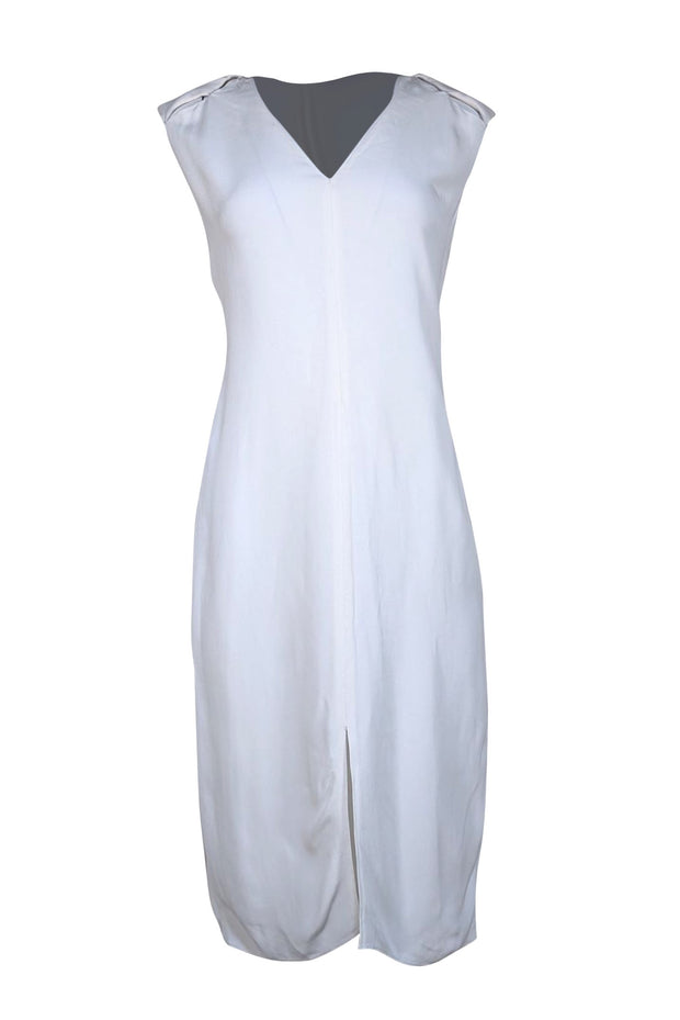 lanvin dress white LONG CHARMEUSE RUFFLE Ground yours with strappy sandals. lanvin Size M Dress