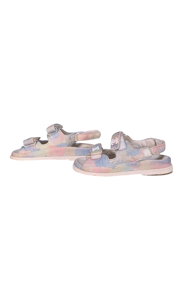 Sandals Pastel Chanel Shoes Chanel Pastel Blue Black CC Logo