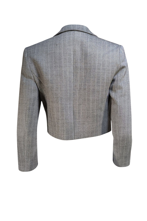 Judith & Charles - Black & White Herringbone Cropped "Benoist" Blazer Sz 4 - Current Boutique