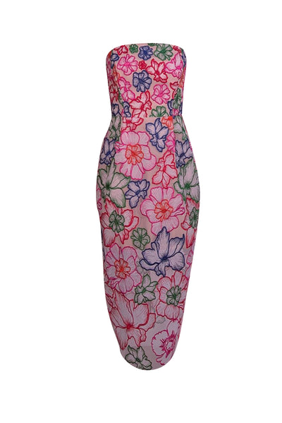 chinese dress ladies Tahlia Embroidered Floral Lace Dress in Fuchsia Pink main image 1