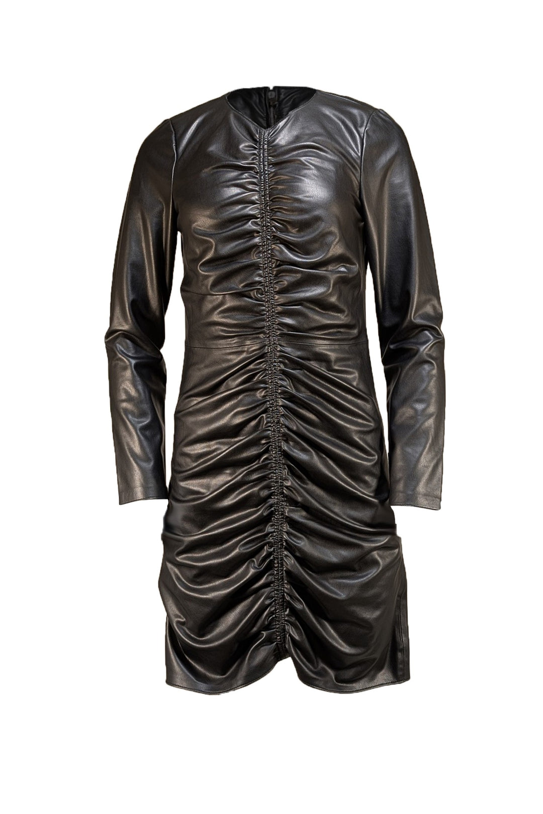 Veronica Beard - Black Ruched Faux Leather Dress Sz 6 Veronica Beard - Black Ruched Faux Leather Dress Sz 6