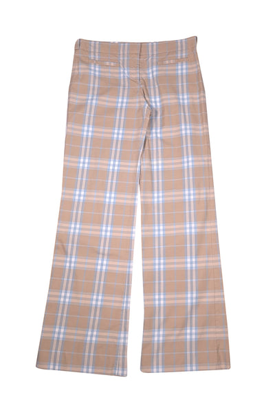 Burberry - Khaki & Light Blue Plaid Trouser Sz 8 - Current Boutique