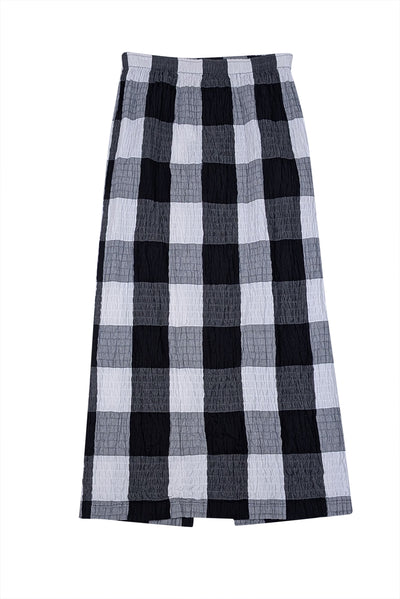 Mara Hoffman -Black & White Gingham Print Midi "Denise" Skirt Sz XS - Current Boutique