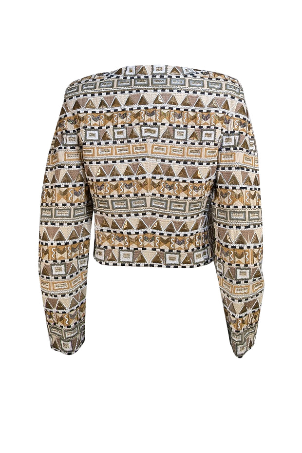 Veronica Beard - Beige, Tan, Olive, & Black Beaded Jacket Sz 10 - Current Boutique