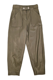 Veronica Beard - Olive Green "Atala" Belted Faux Leather Pants Sz 6