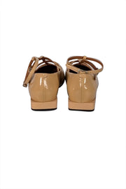 Angel Alarcon - Beige Patent Leather Strappy Flats Sz 8 - Current Boutique