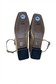 Angel Alarcon - Beige Patent Leather Strappy Flats Sz 8 - Current Boutique