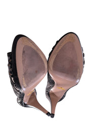 Prada - Black Leather Laser Cut Peep Toe Pumps Sz 9.5