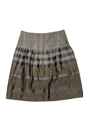 Burberry - Olive Green Silk Blend Striped Skirt Sz 6