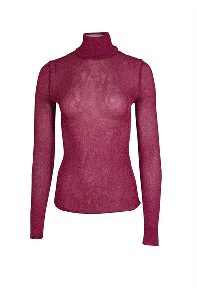 Dolce & Gabbana - Pink Metallic Ribbed Knit Turtle Neck Top Sz 10 Dolce & Gabbana - Pink Metallic Ribbed Knit Turtle Neck Top  main image 3