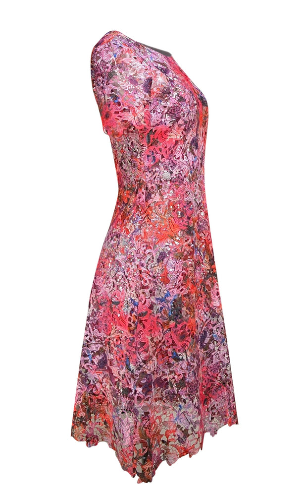 tahari pink lace dress Elie Tahari