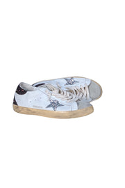 Golden Goose - White Super Star Sneakers w/ Silver Glitter Star Sz 11 - Current Boutique