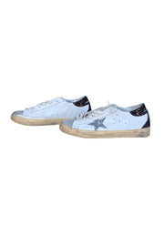 Golden Goose - White Super Star Sneakers w/ Silver Glitter Star Sz 11 - Current Boutique