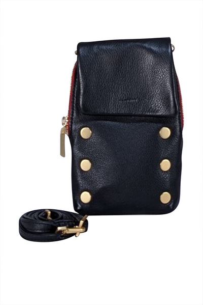 Hammitt - Black Leather Gold Detail Mini Crossbody Bag - Current Boutique