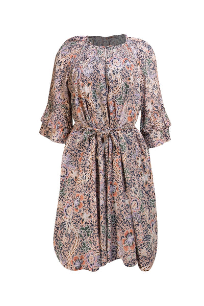 Rebecca Minkoff - Navy, Cream, & Multicolor Floral Tunic Dress Sz M - Current Boutique