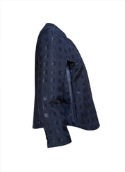 Armani Collezioni - Navy Blue Checkered Short Collar Jacket Sz 8 - Current Boutique