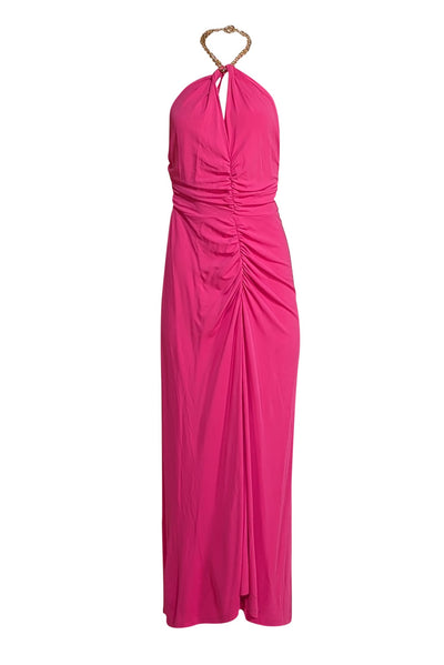 Veronica Beard - Hot Pink Gold Chain Necklace Closure Formal Dress Sz M - Current Boutique